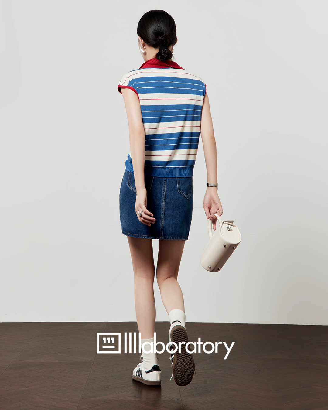 Marine Sleeveless Knit Top / Denim Mini Skirt LLA0505