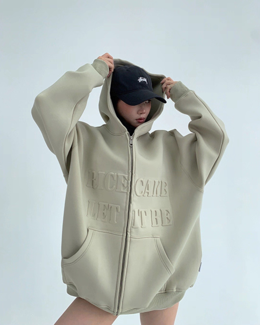 Embossed Logo Zip Hoodie YLS0910