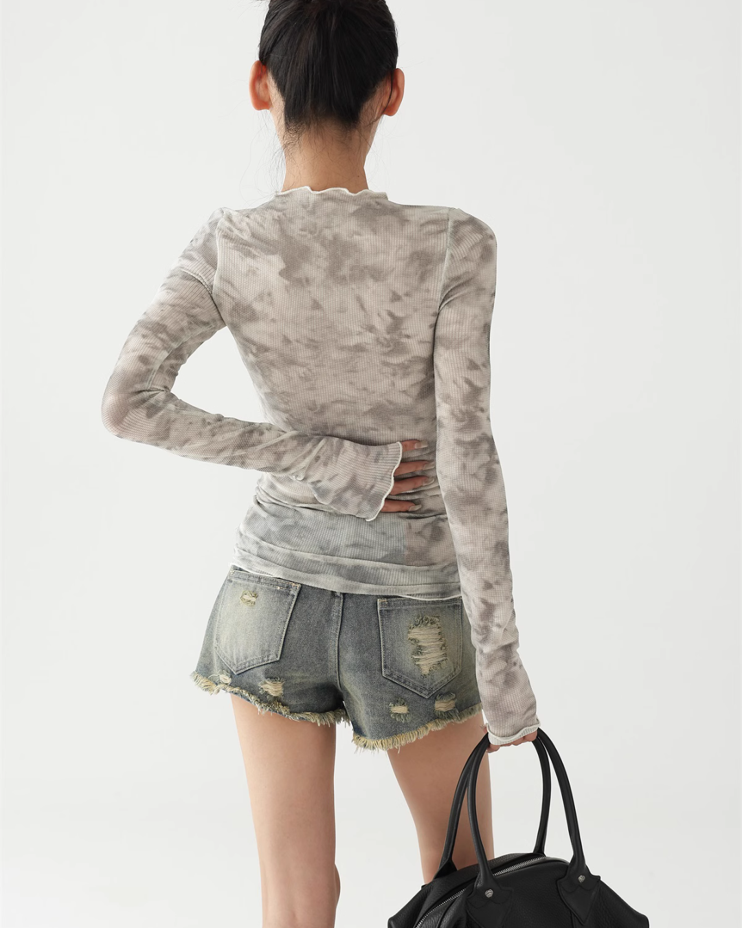 Tiedye Mesh Slim Long Sleeve Top ACS0250