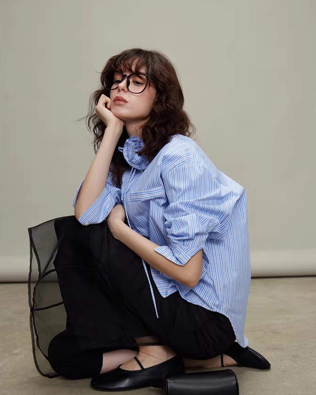 Rose Stripe Loose Shirt TEO0011