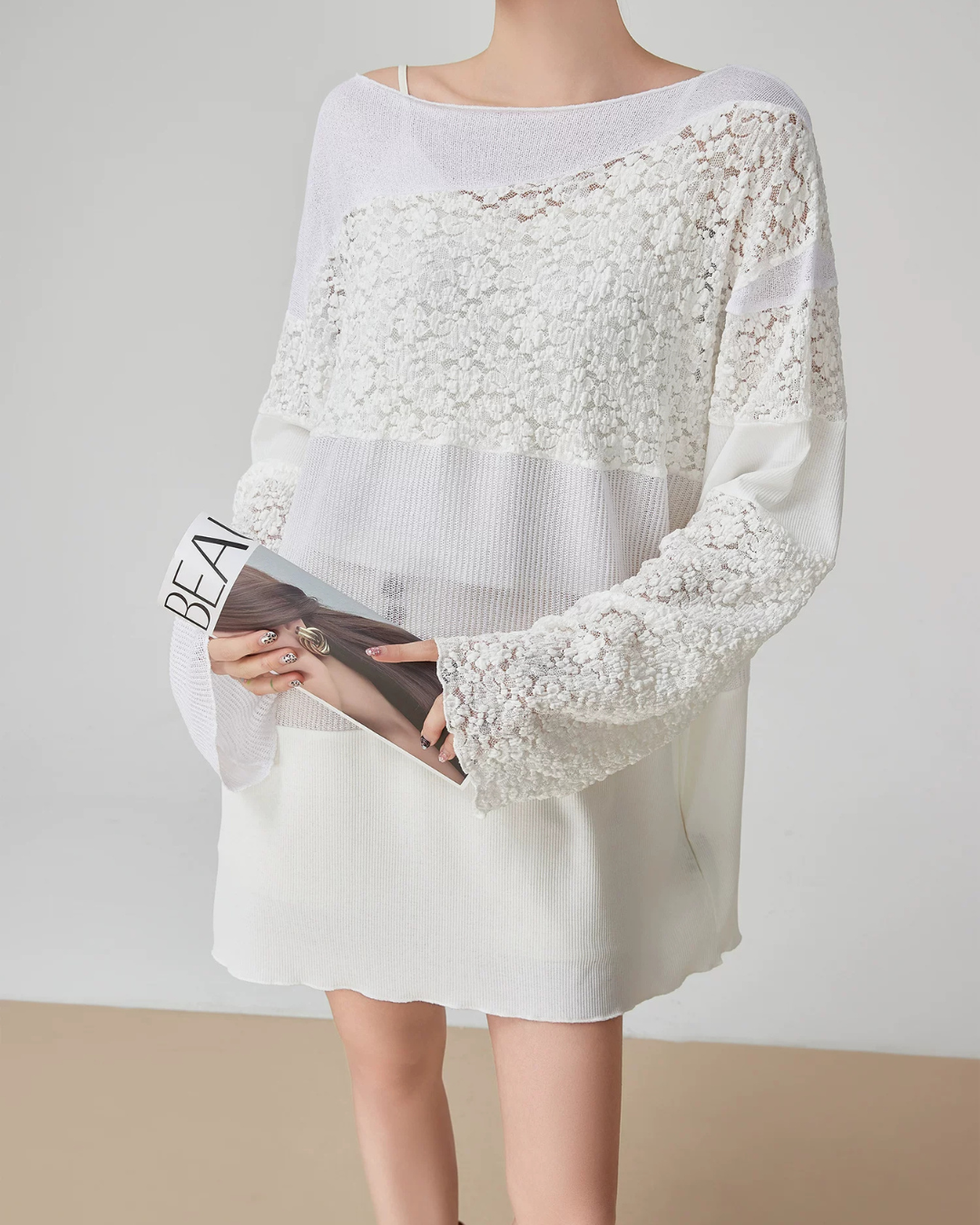 Patchwork-Style Lace Switch Tunic FER0266
