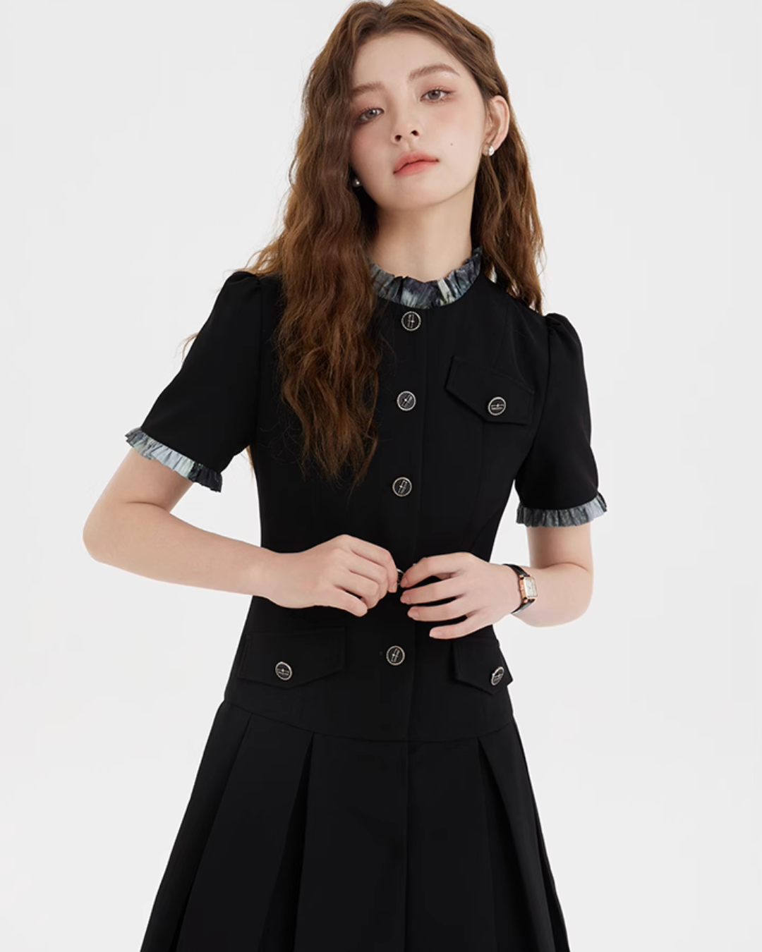 Box Pleat Tweed Dress LSN0008