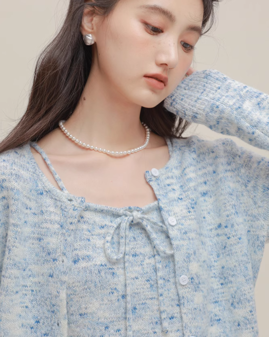 Mix Fancy Knit Cardigan / Knit Camisole CHS0007