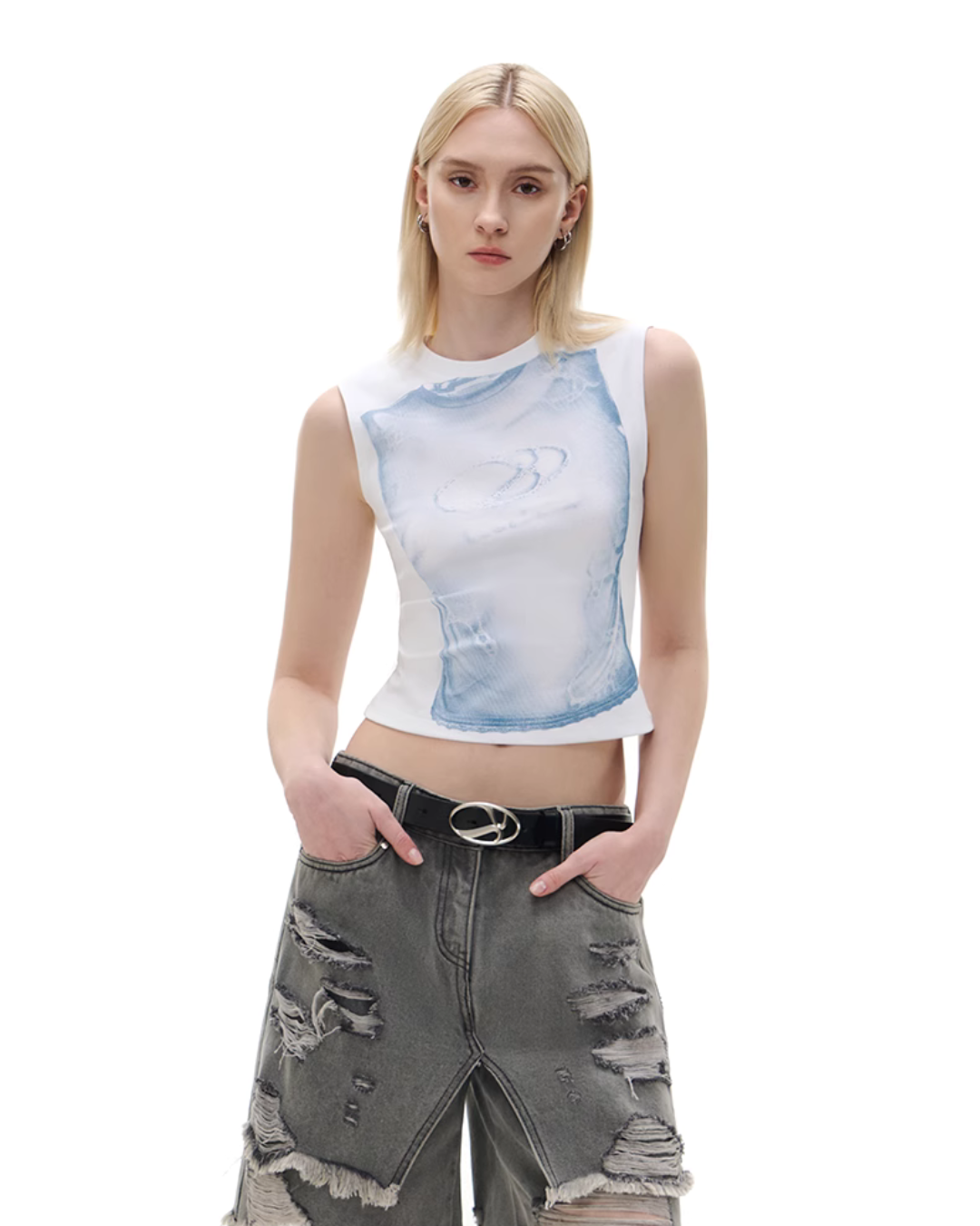 Mock Neck Sleeveless T-Shirt IMX0004