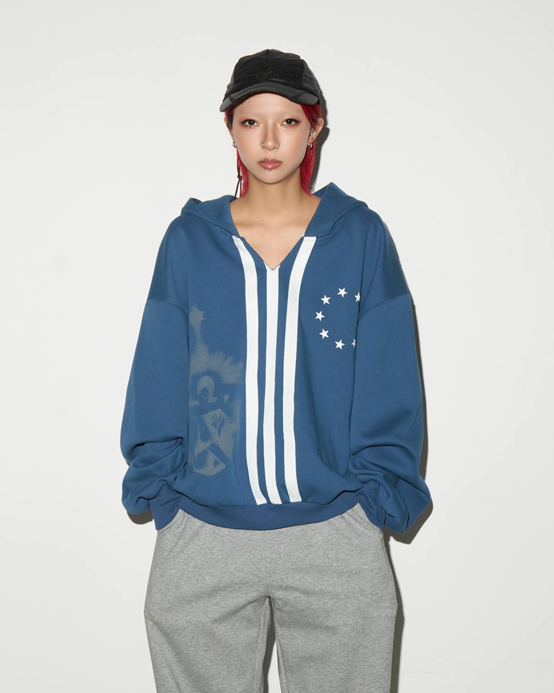 Three Stripes Hood Oversize Top MCY0009