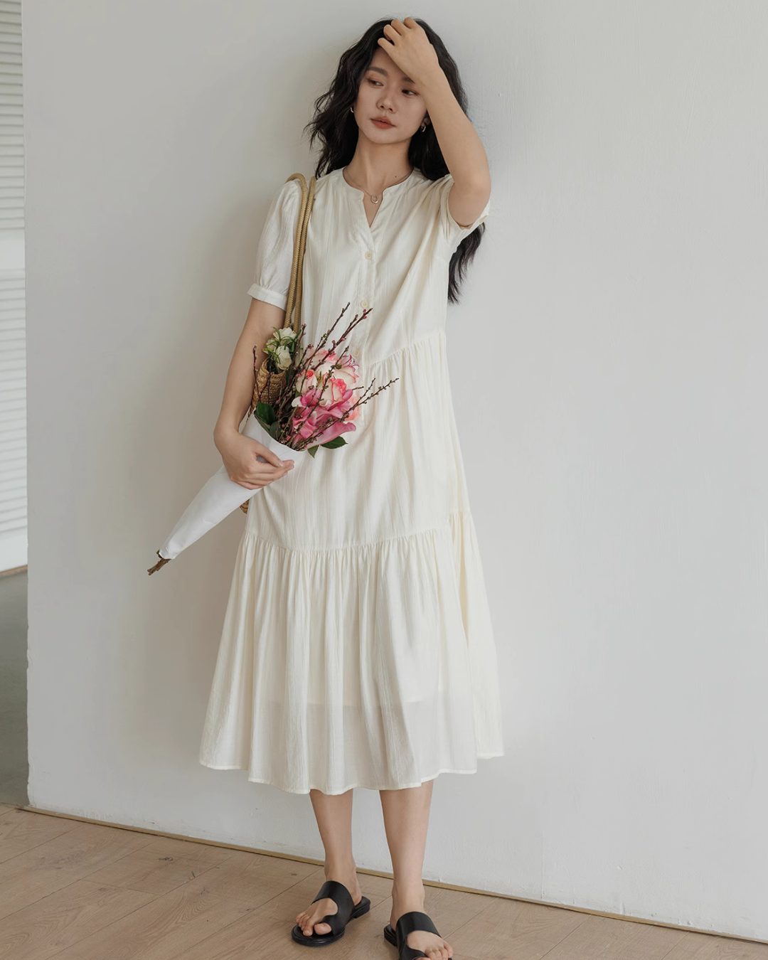 Natural Tiered Dress VAS0018