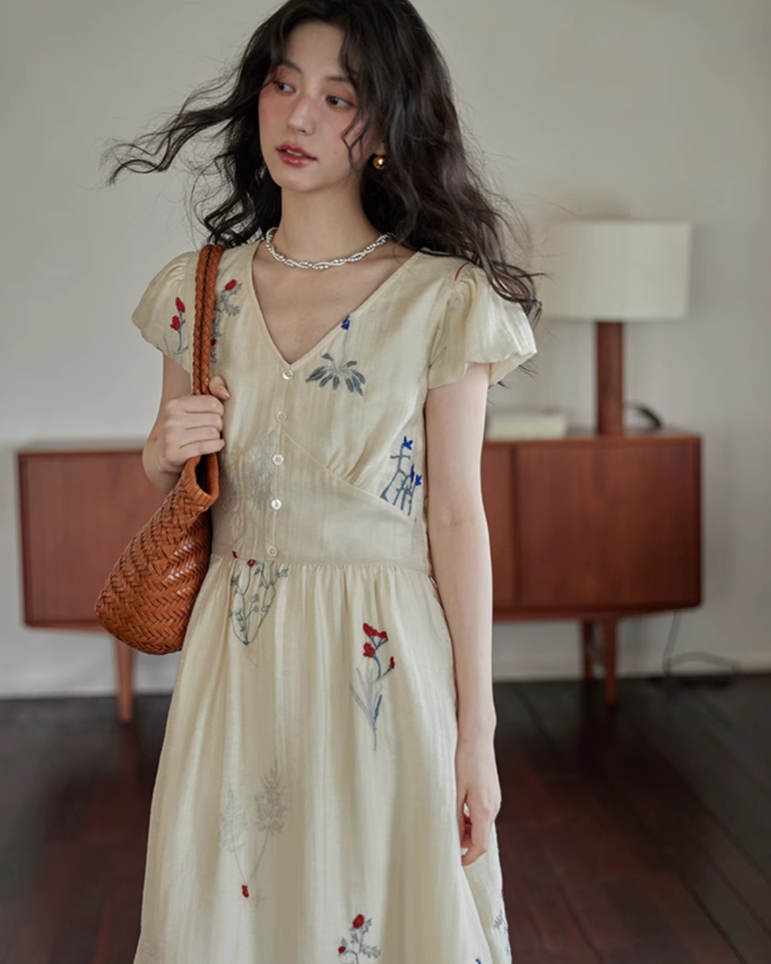 V-Neck Floral Flare Dress SMS0005