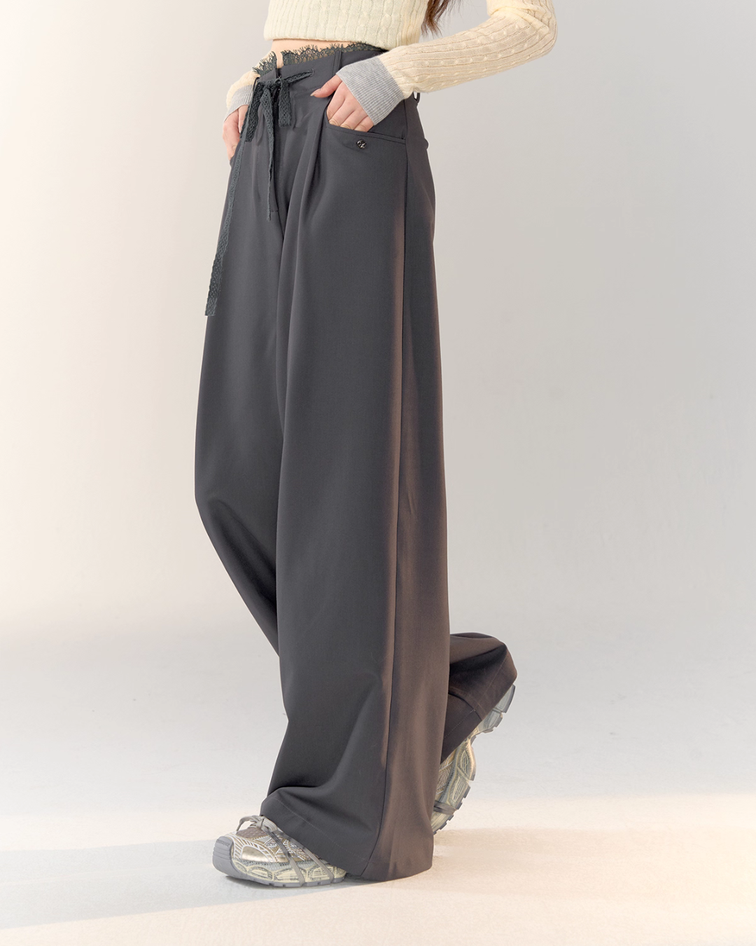 Race Ribbon Loose Slacks Pants ASG0061