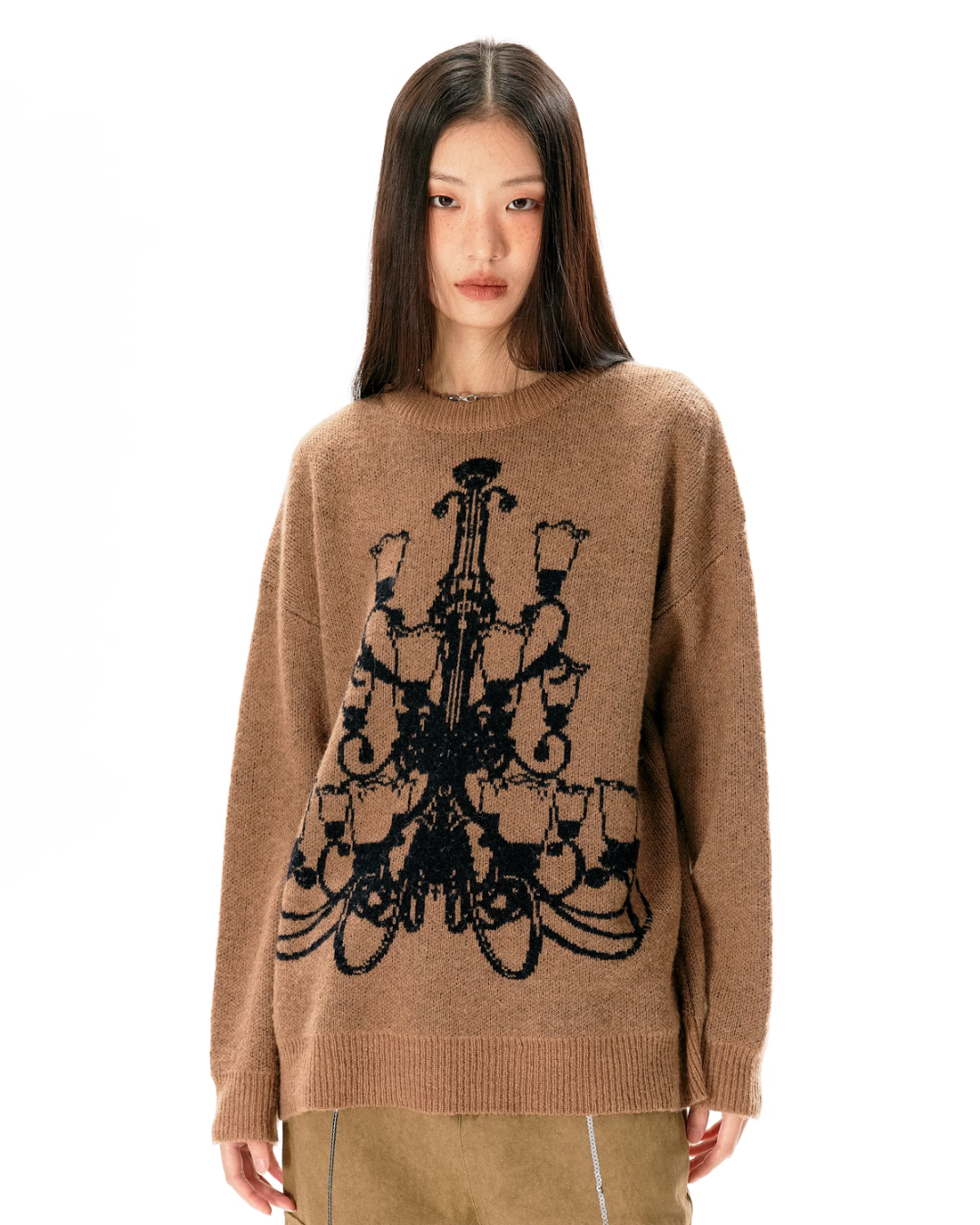 Chandelier Loose Brown Knit Tops ART0009