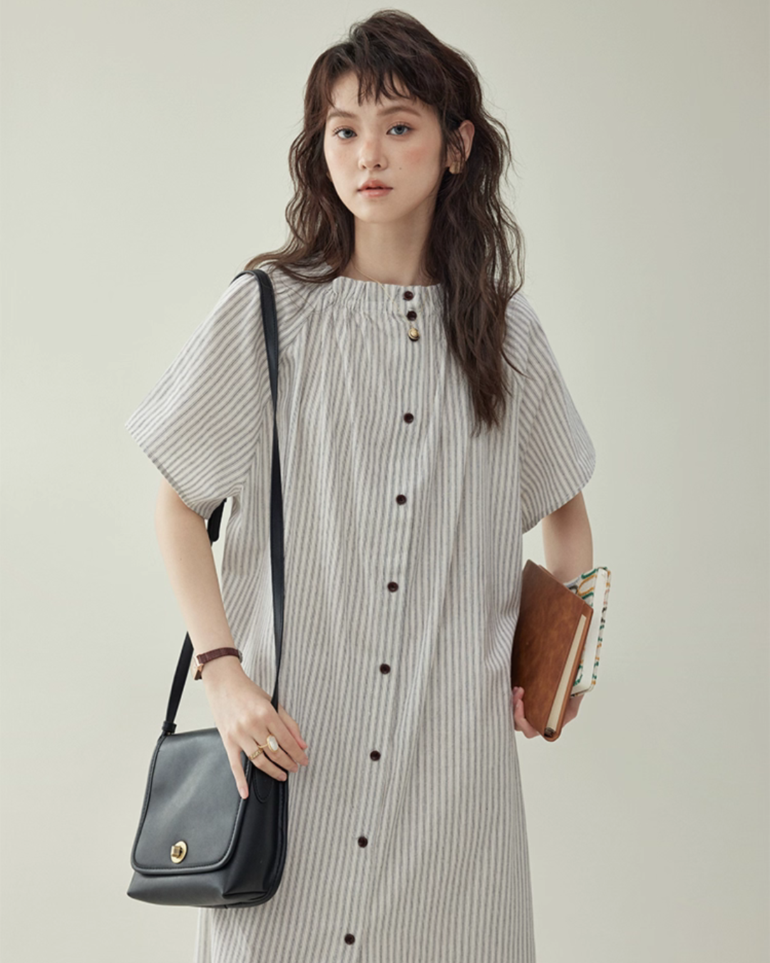 French Striped Shirt Dress AMU0038