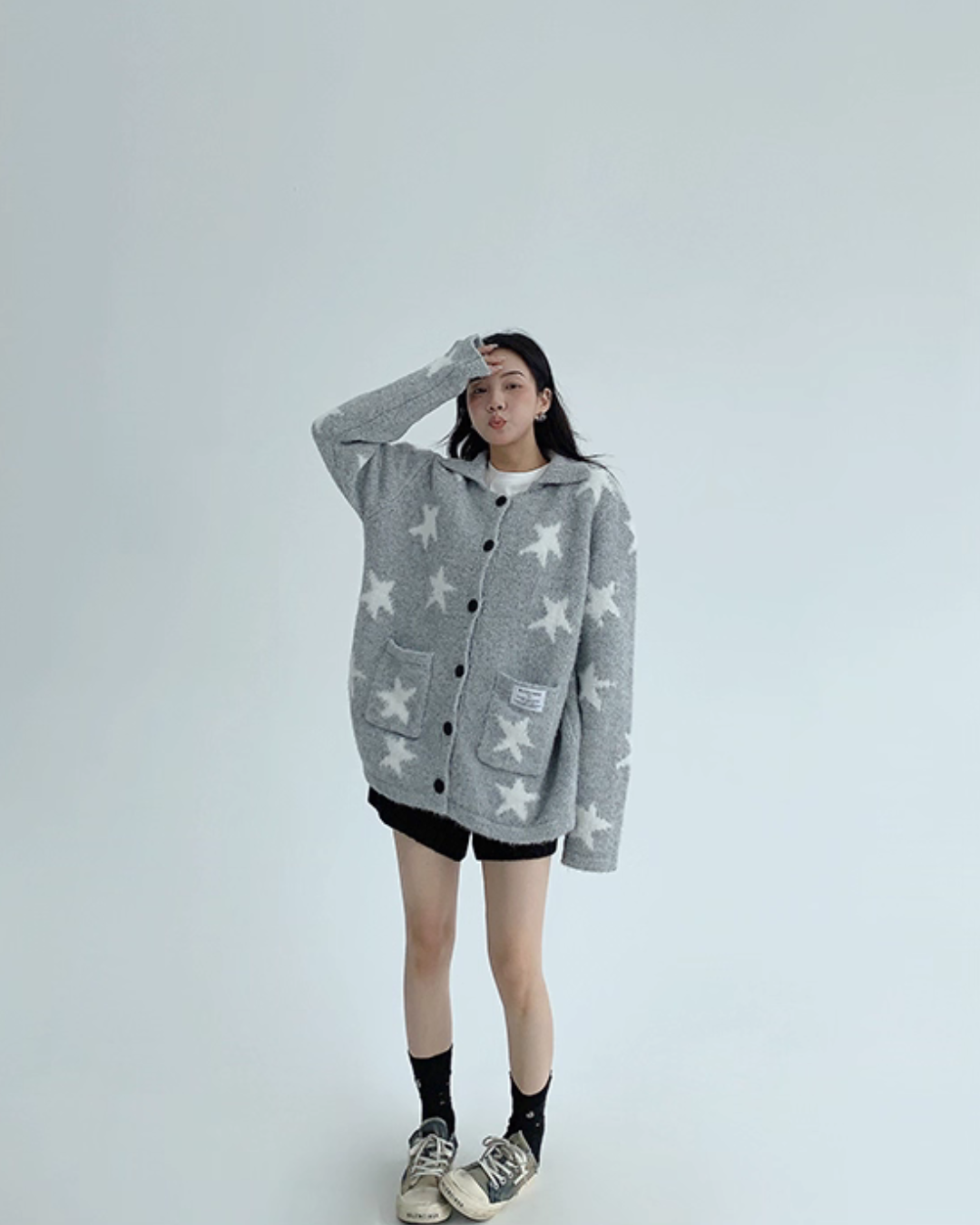 Star-Patterned Knit Cardigan YLS0952