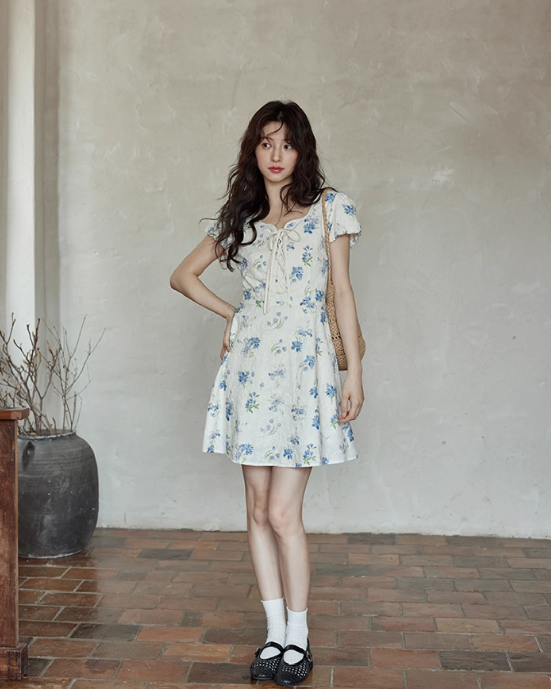 Puff Sleeve Floral Mini Dress SMS0021