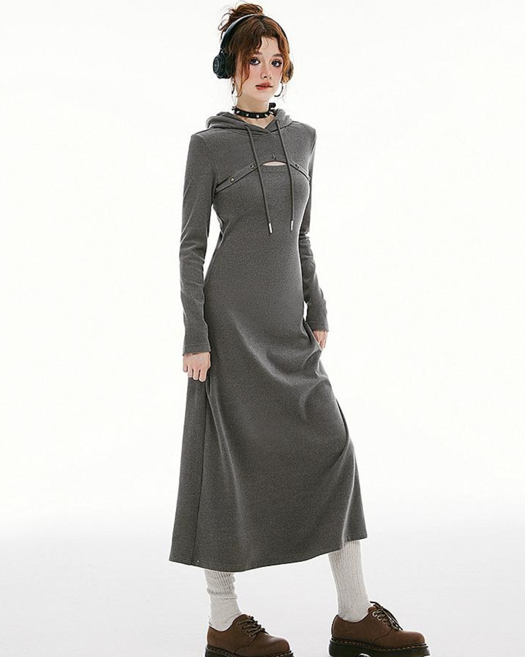 Hooded Sweat Dress IMO0109