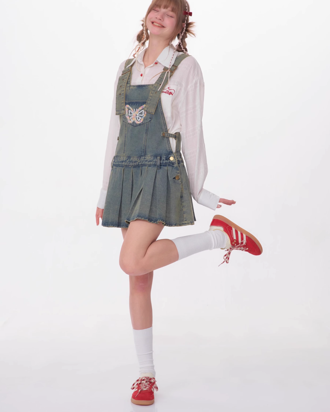 Butterfly Denim Salopette Skirt ZZF0355