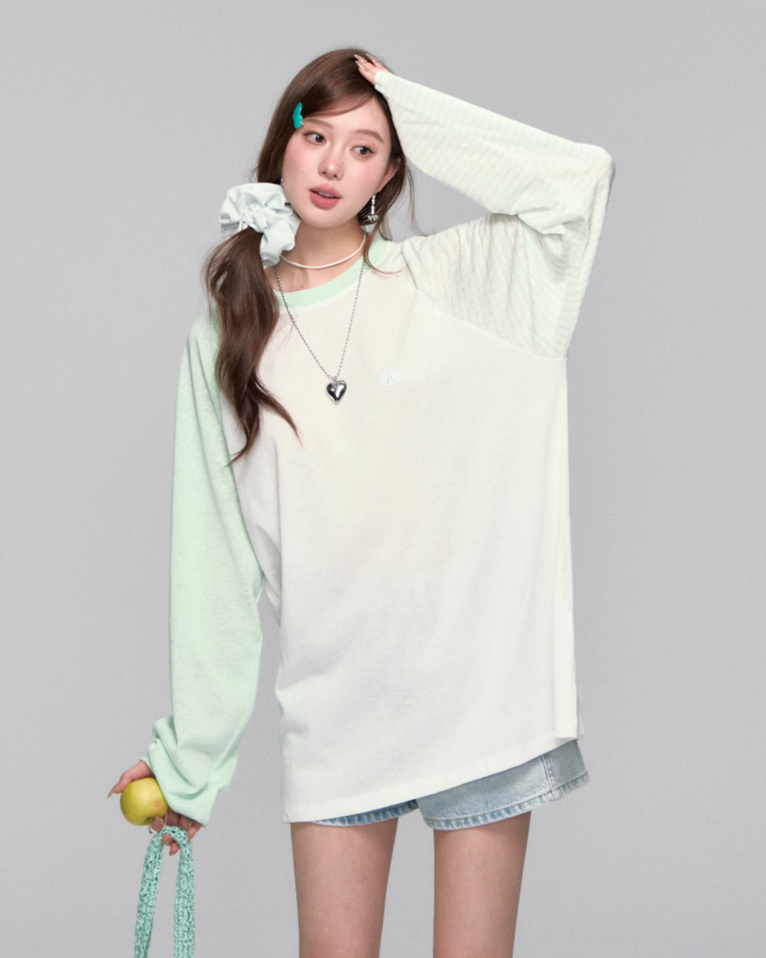 Strip Contrast Raglan Sleeve Tops ASG0046