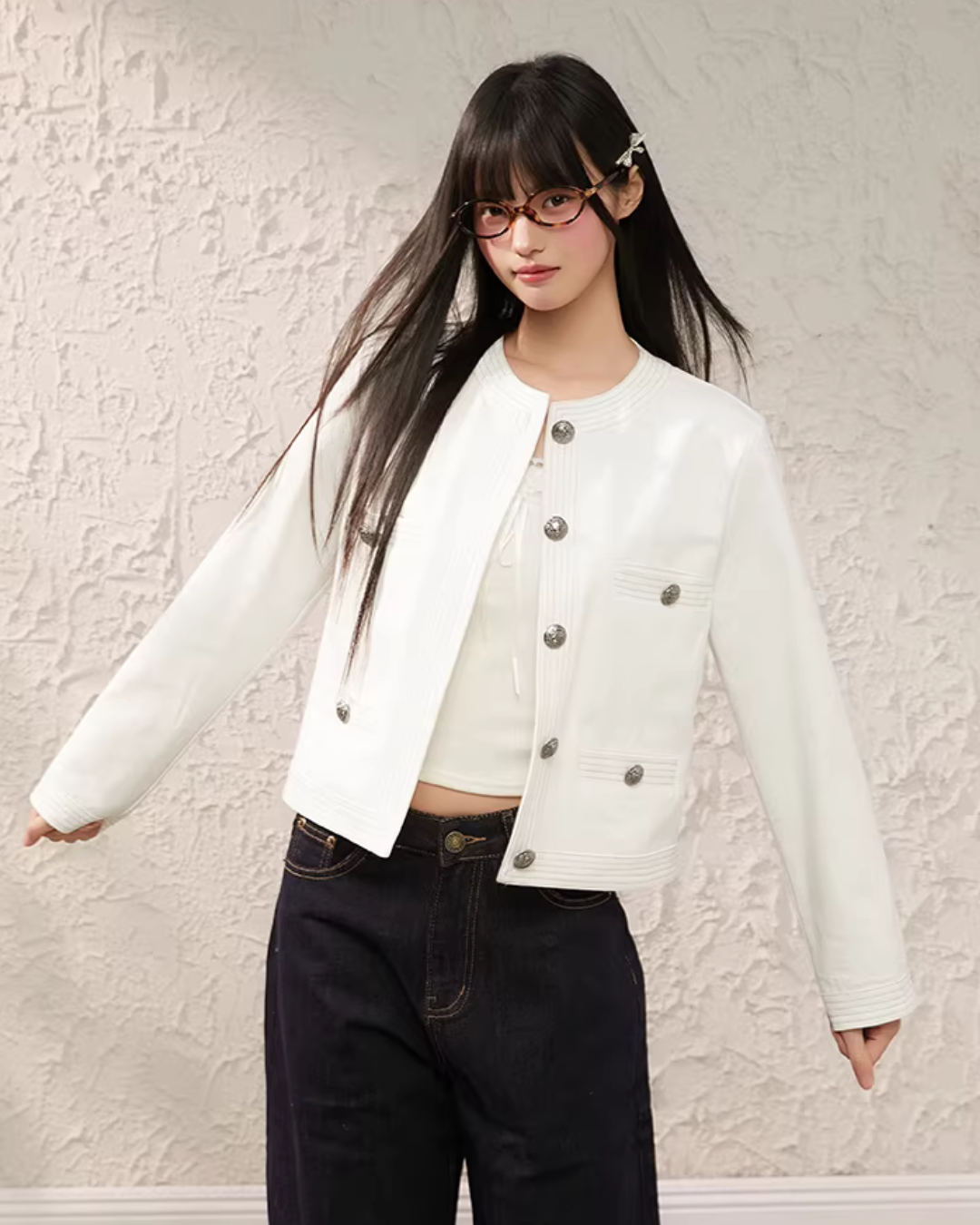 Round Neck Short Jacket KIP0008