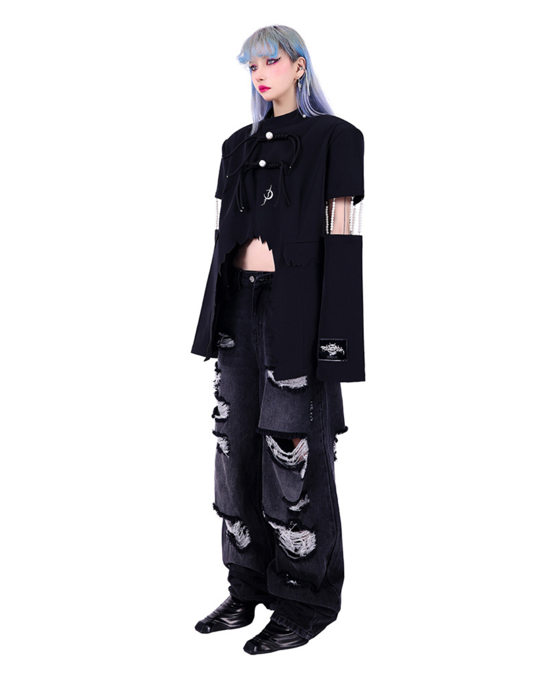 Smoky Black Damaged Denim PPK0108