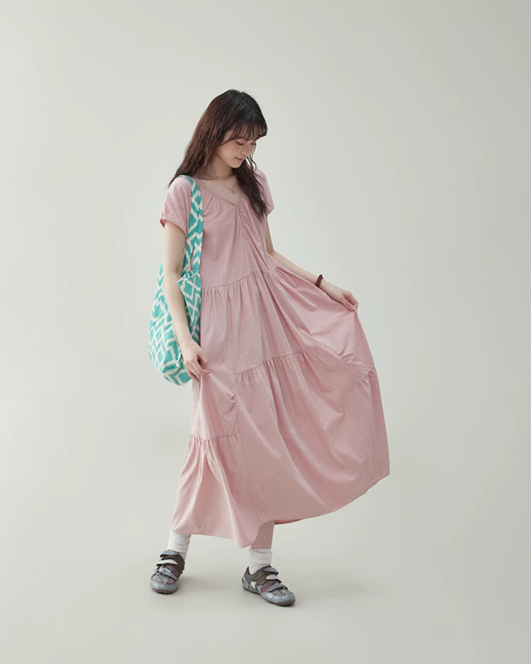 Tiered Flare Long Dress AMU0015