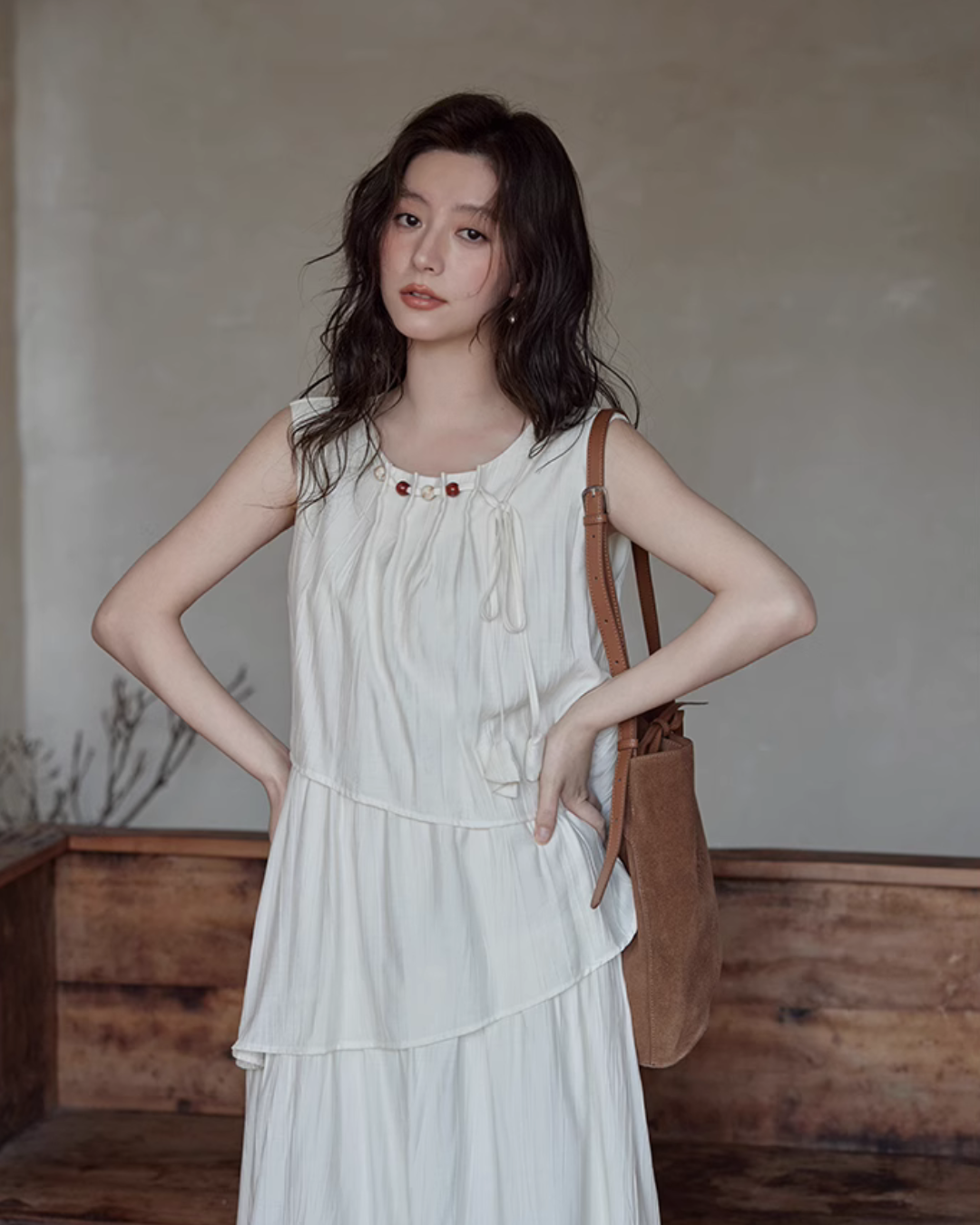 Asymmetrical Tiered Dress / Summer Knit Cardigan SMS0001