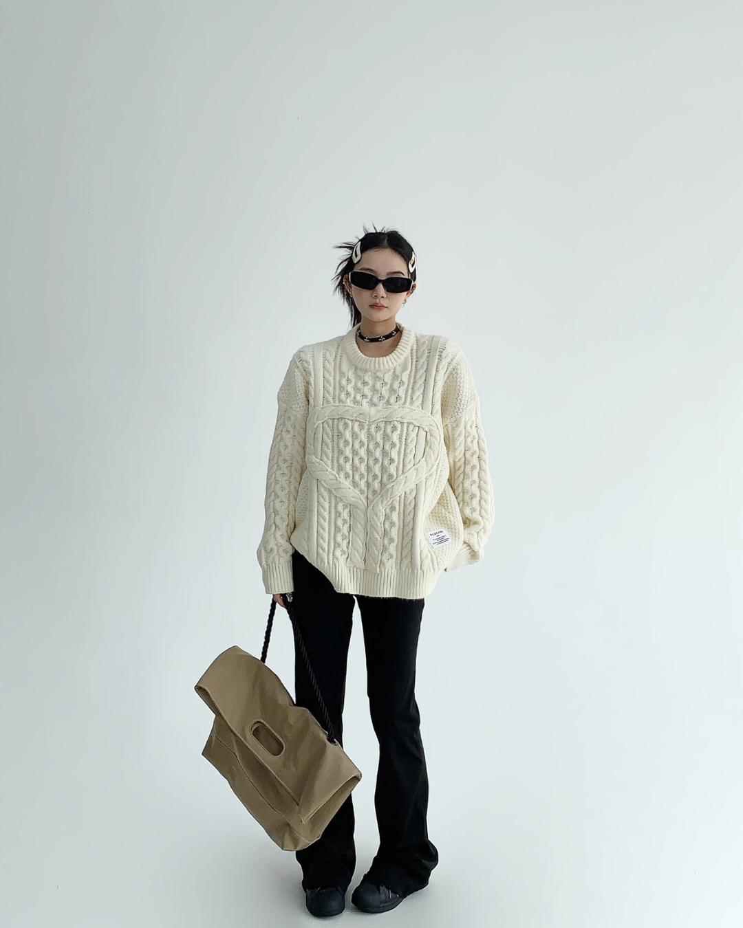 Cable Design Crew Neck Knit YLS0528