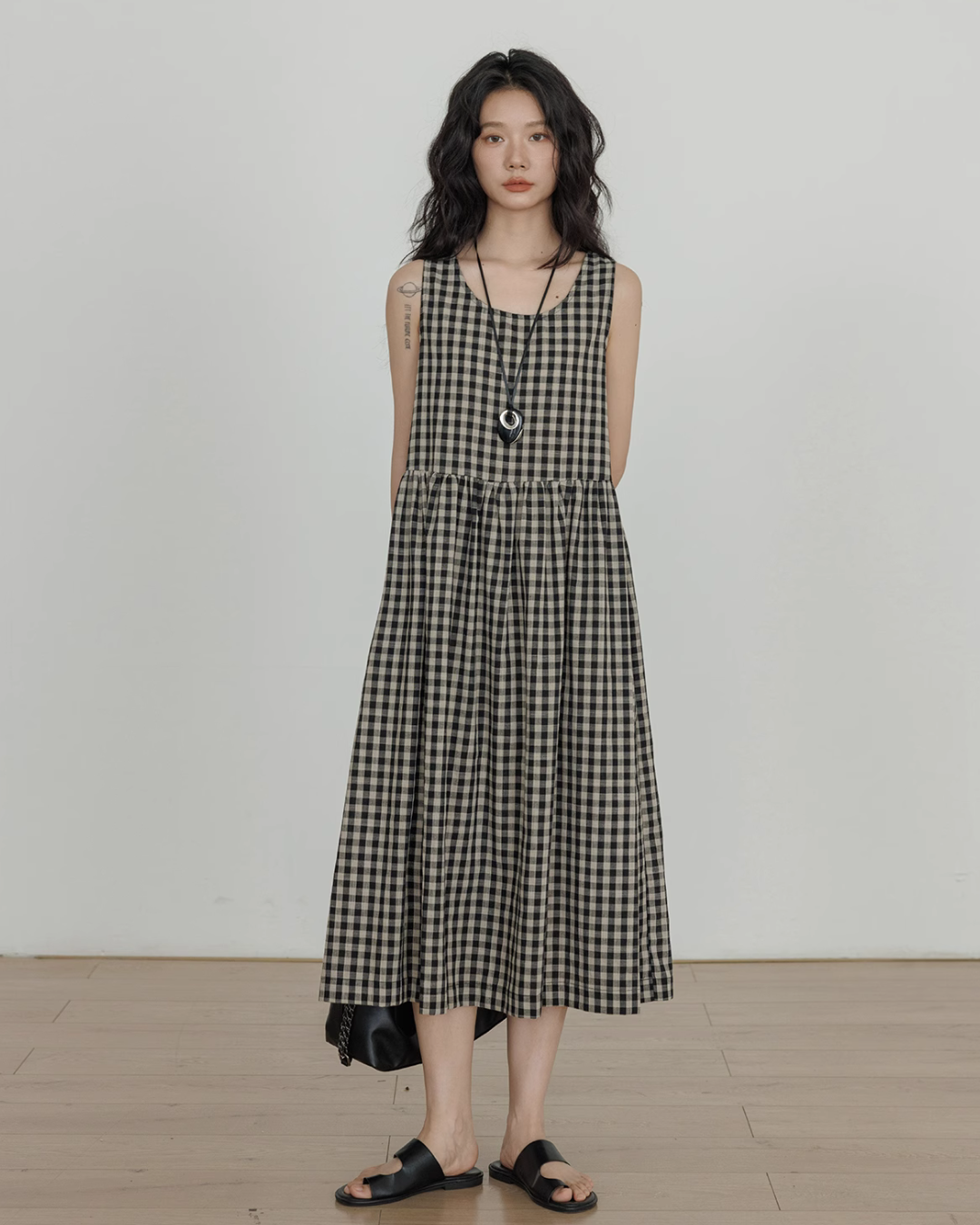 Round Neck Paid Dress VAS0082