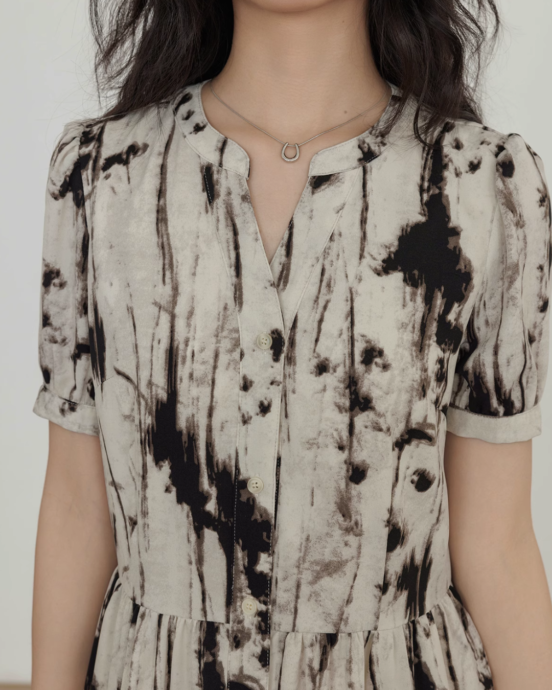 Wood Paint Pattern Tiered Dress VAS0038