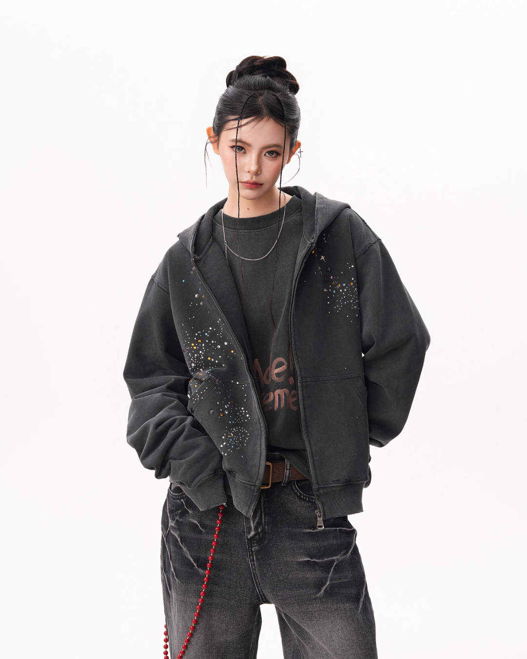 Vintage Sequin Zip Hoodie BWA0001