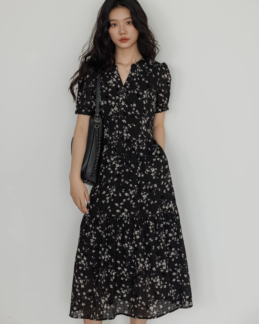 V-Neck Small Floral Dress VAS0078