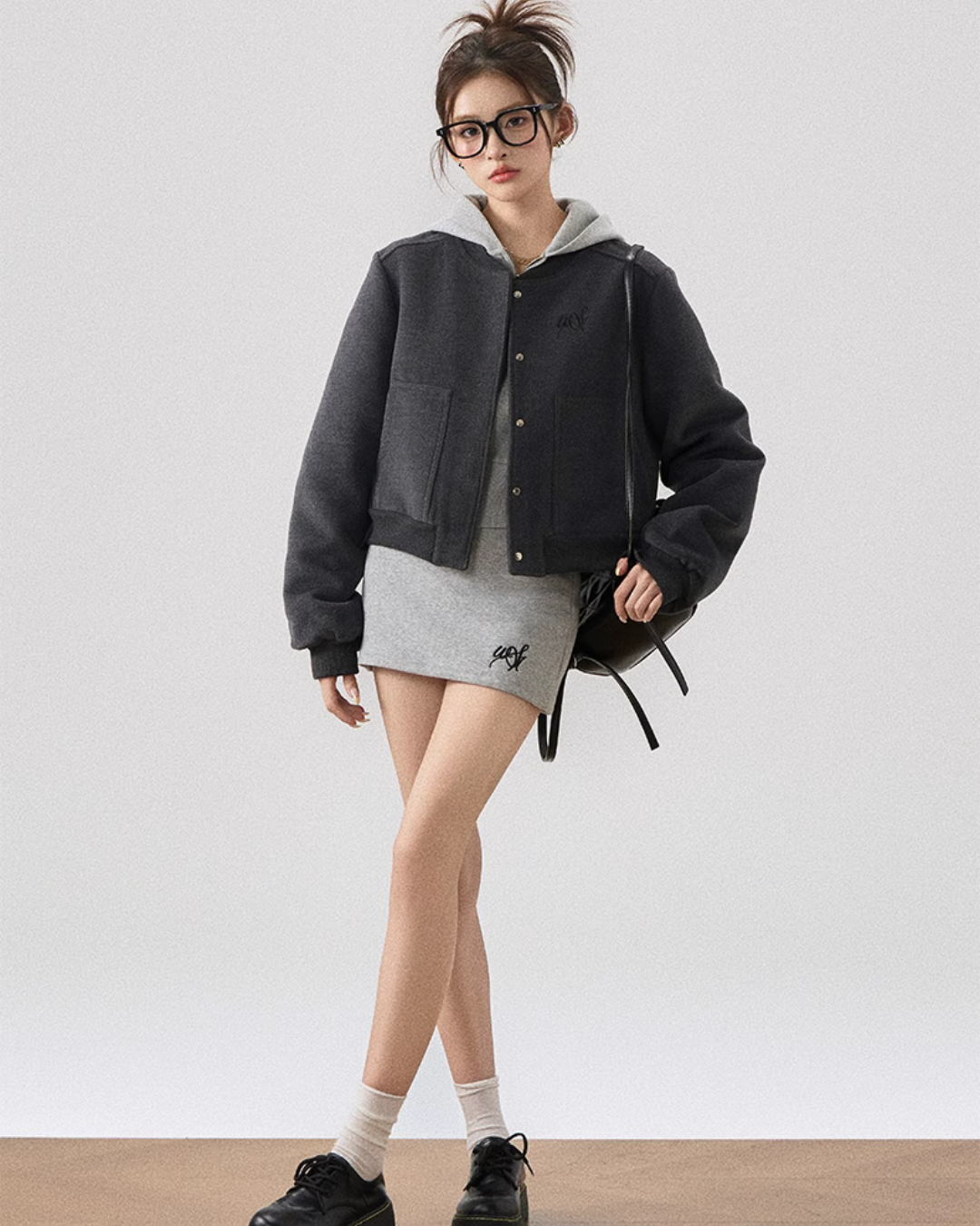 Cropped Sweat Zip Hoodie / Mini Skirt WEO0009