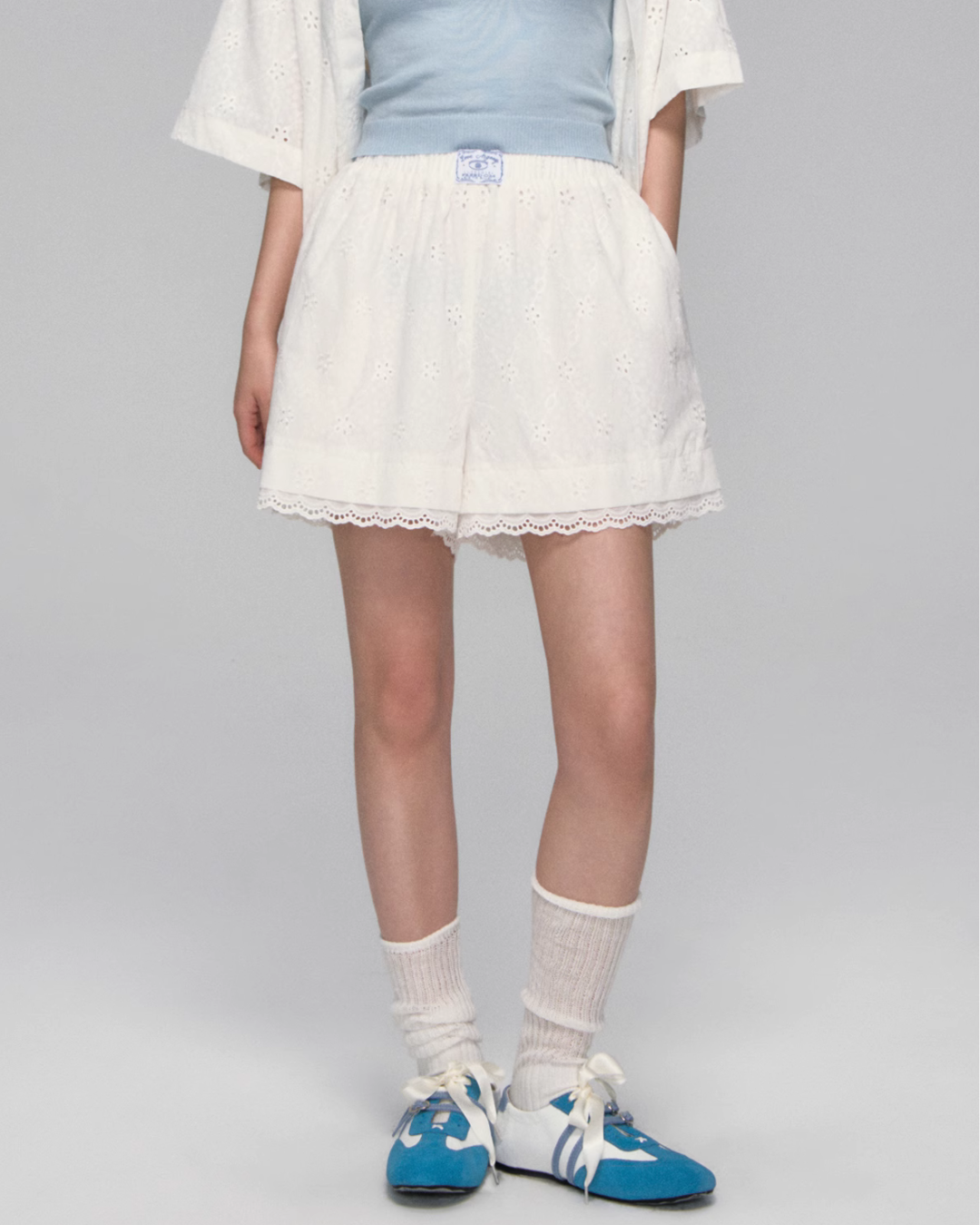 Flower Lace Short Sleeve Shirt / Half Pants ASG0043