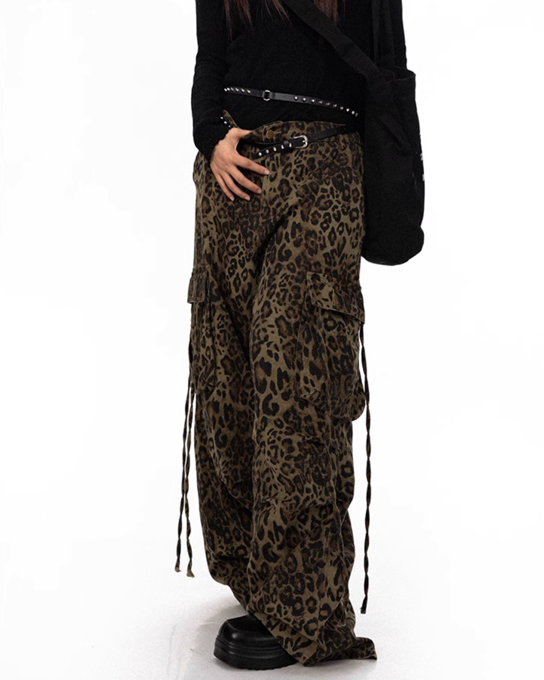 Leopard Wide Cargo Pants BLB0030