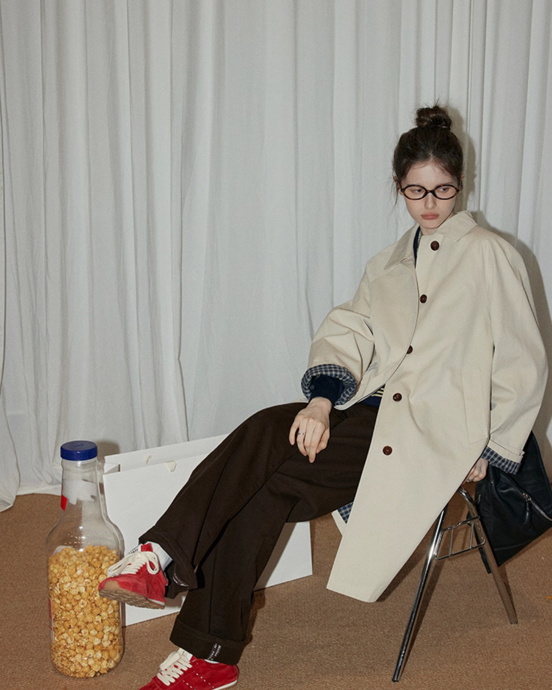Paid Collar Long Coat RLZ0017