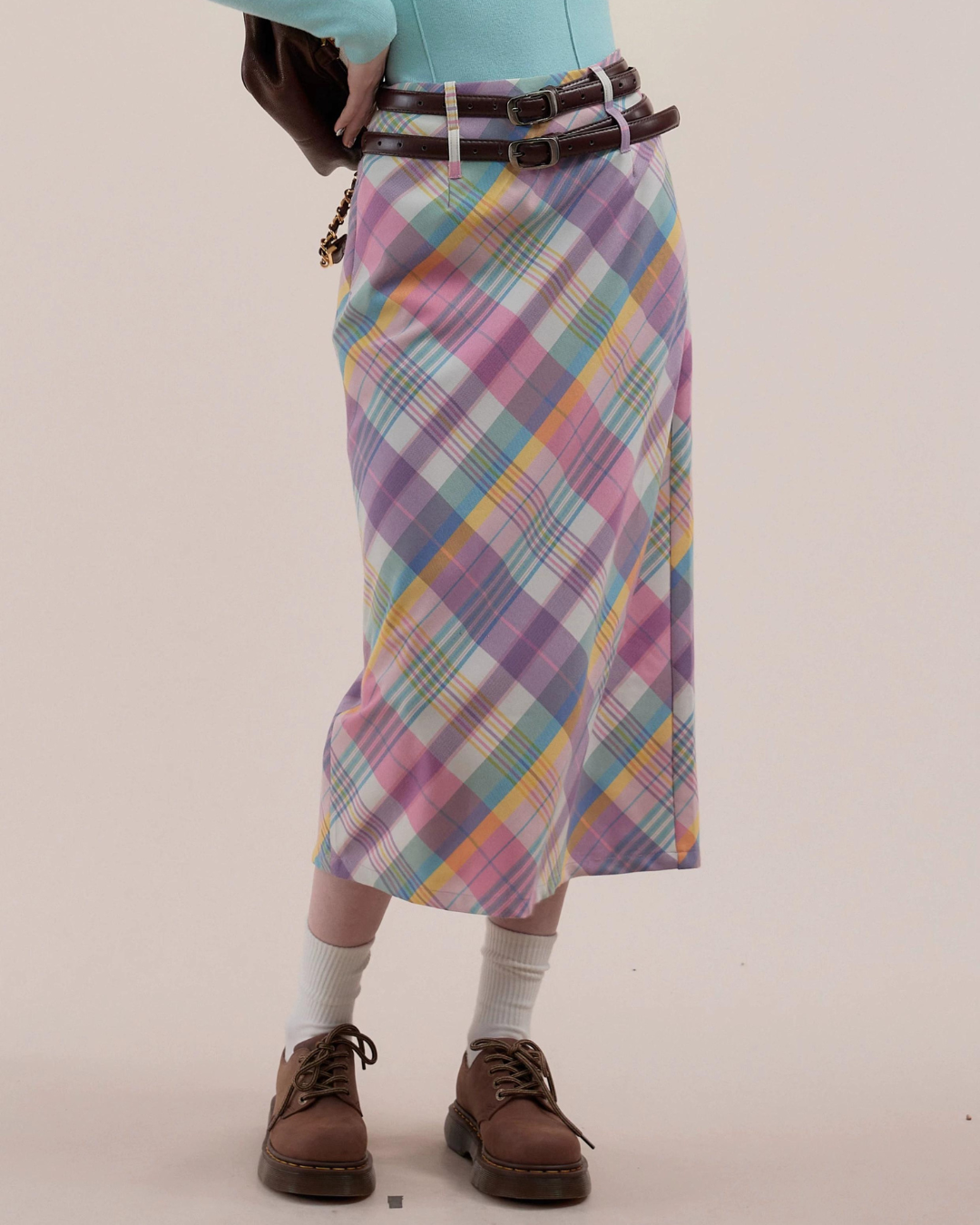 Retro High Waist Plaid Skirt ZZF0306