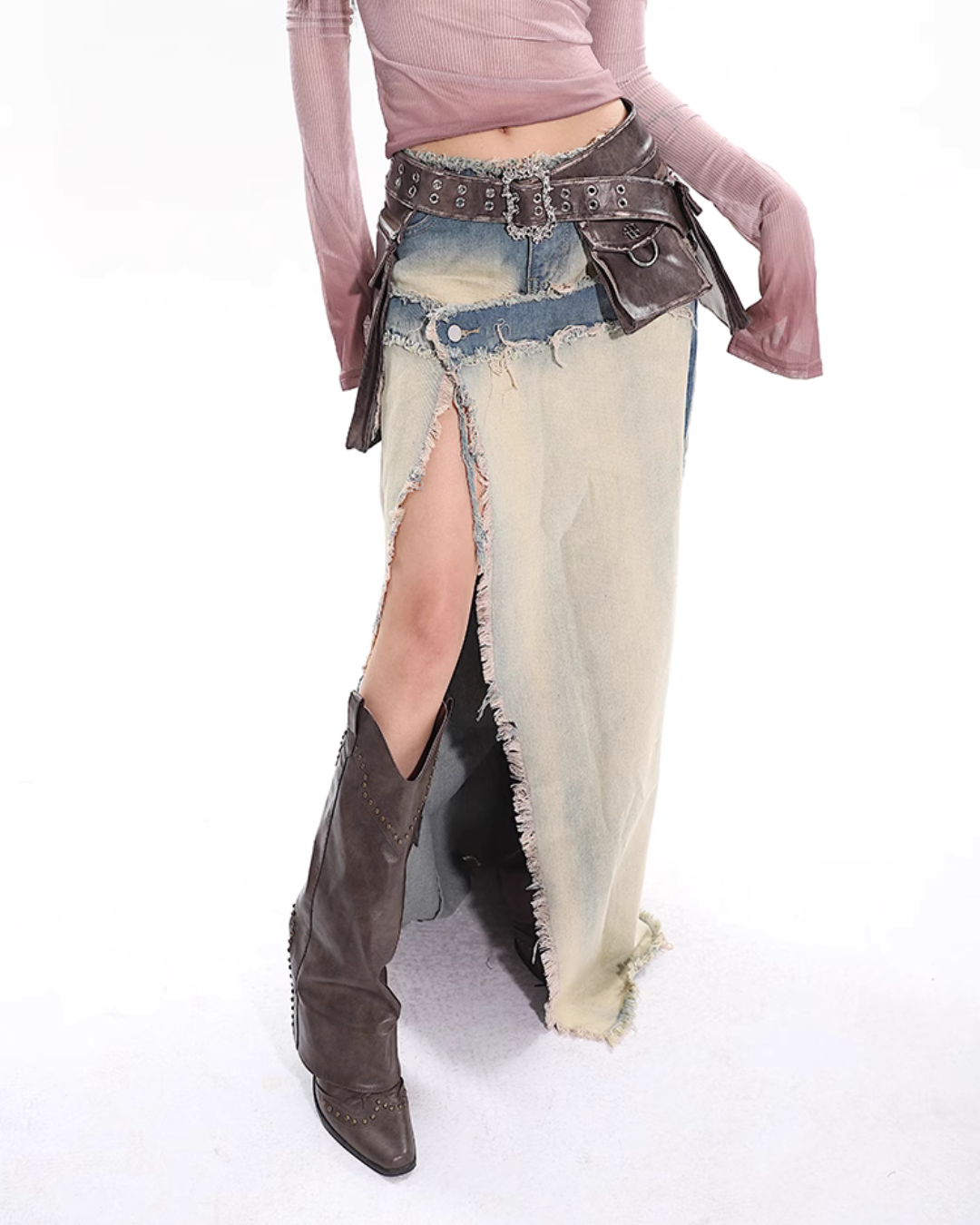 American Gradient Denim Slit Skirt UCS0005