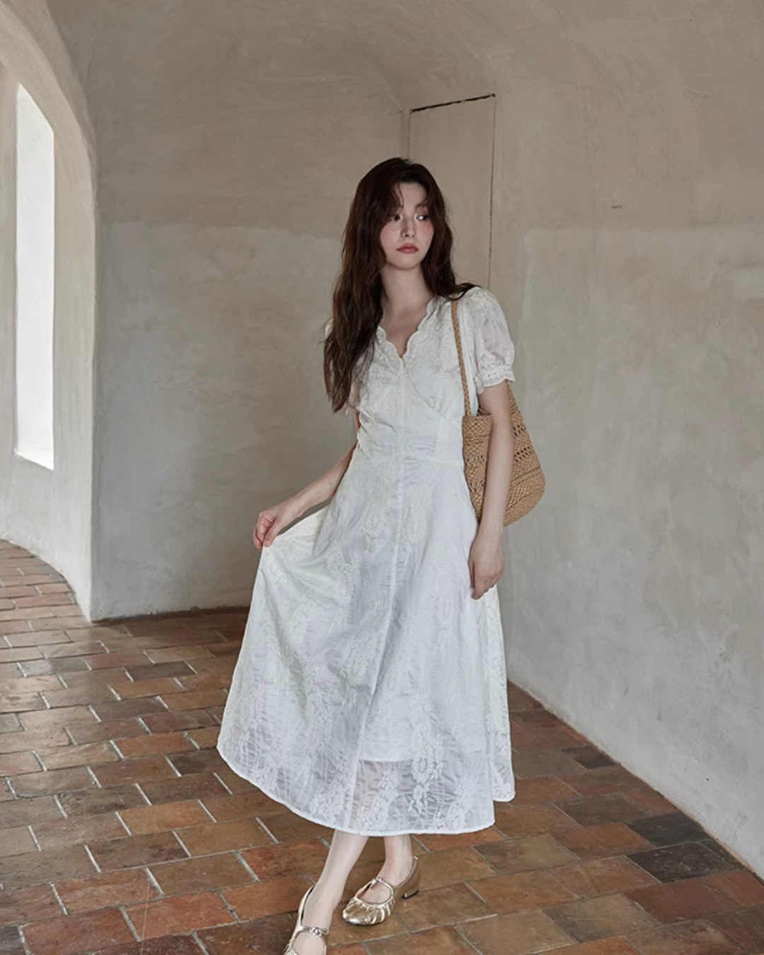 French Lace Flare Dress SMS0017