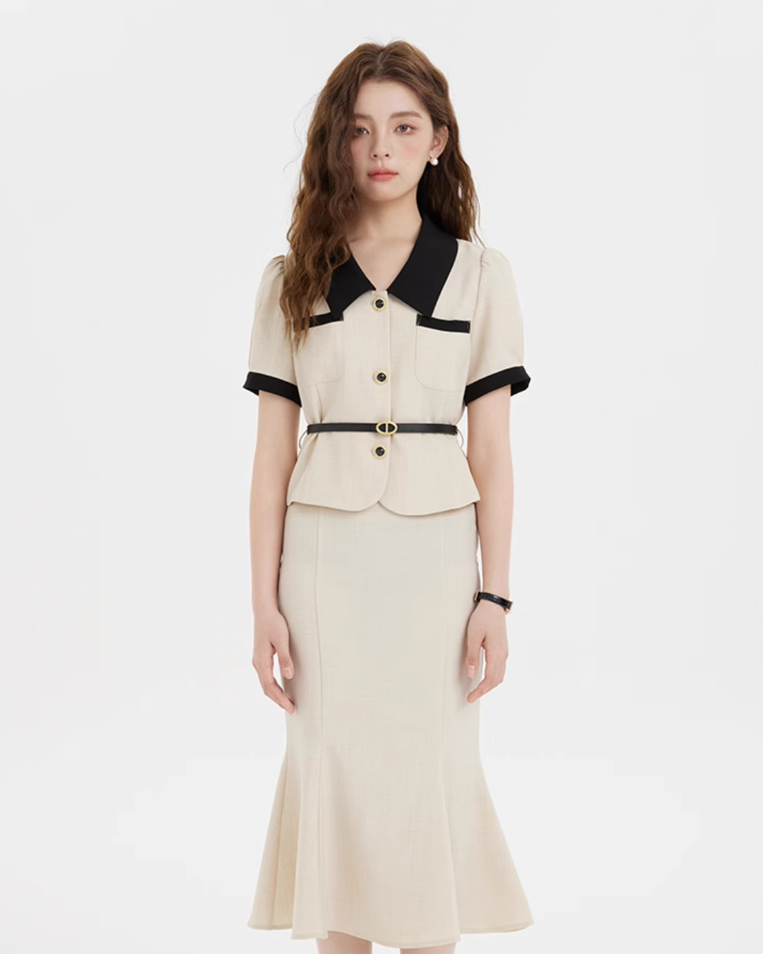 Color Blocked Tops & Line Flare Skirt LSN0002