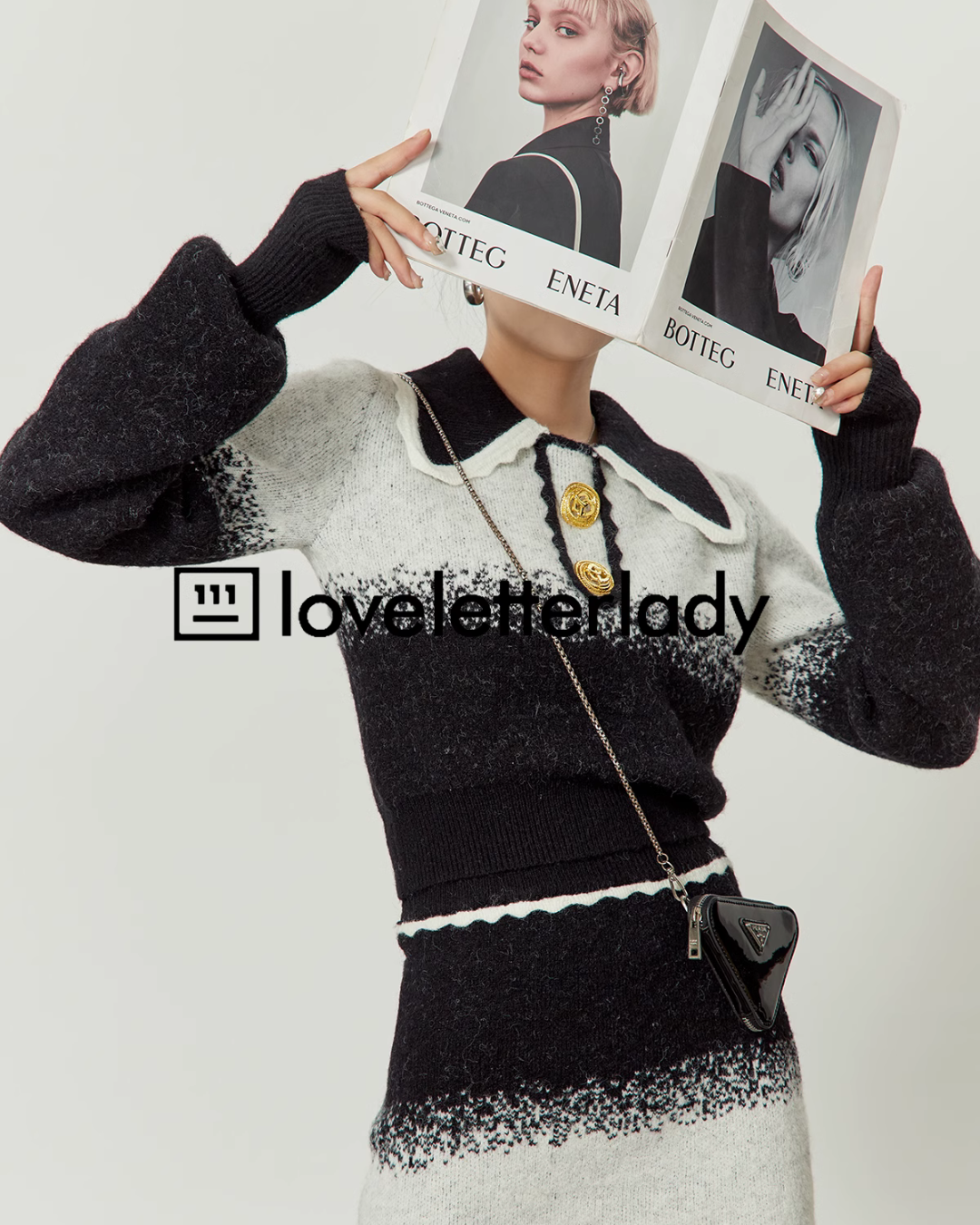 Retro Black And White Gradient Knit / Skirt LLA0326