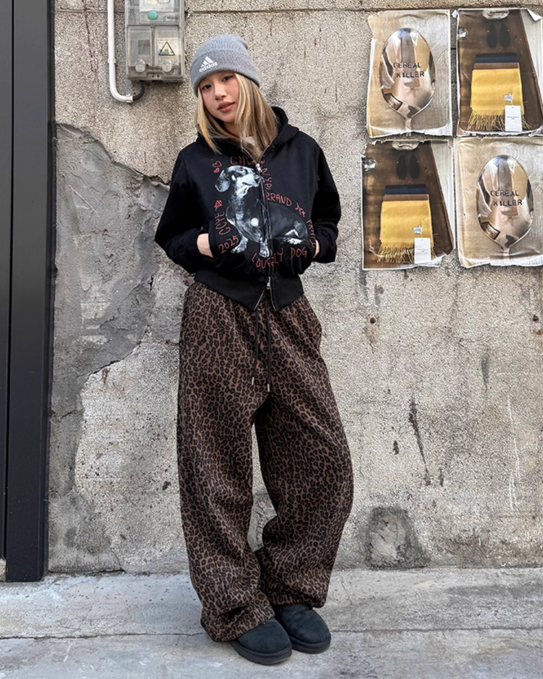 Dog Print Double Zip Hoodie CYE0066