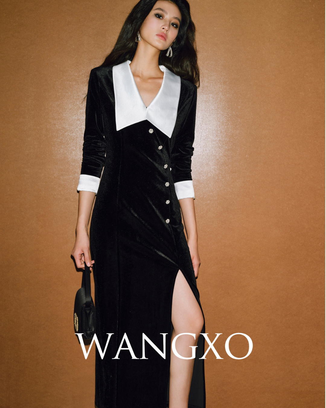 Big Collar Glossy Split Dress WNG0006