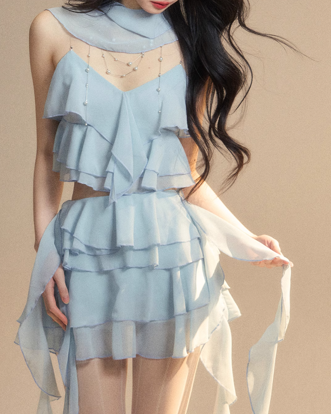 Chiffon Ruffle Tops / Chiffon Skirts LAS0019