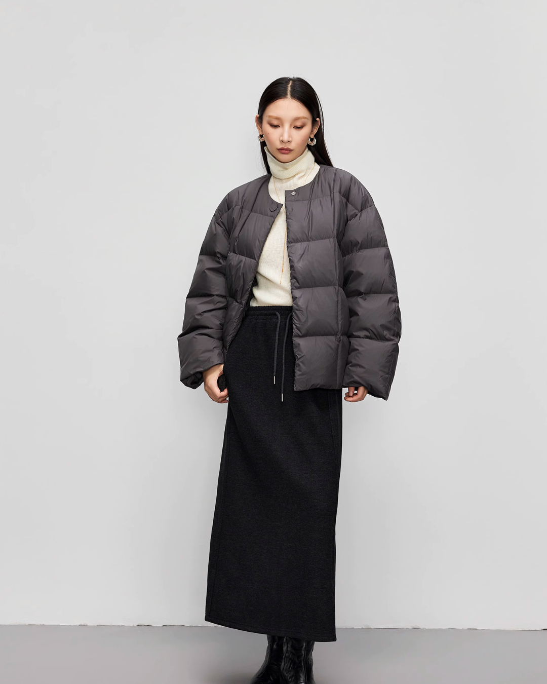 No Collar Down With Muffler Jacket JLC0007