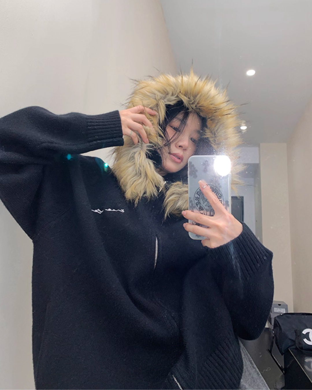 Fur Hood Knit Hoodie YLS0979