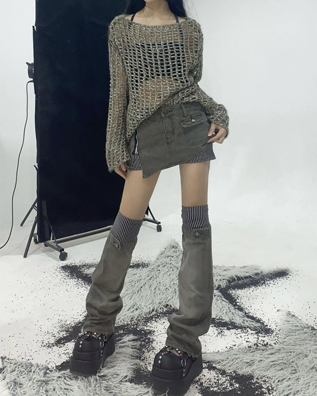 Street Punk Denim Skirt / Denim Leg Warmer ADW0001