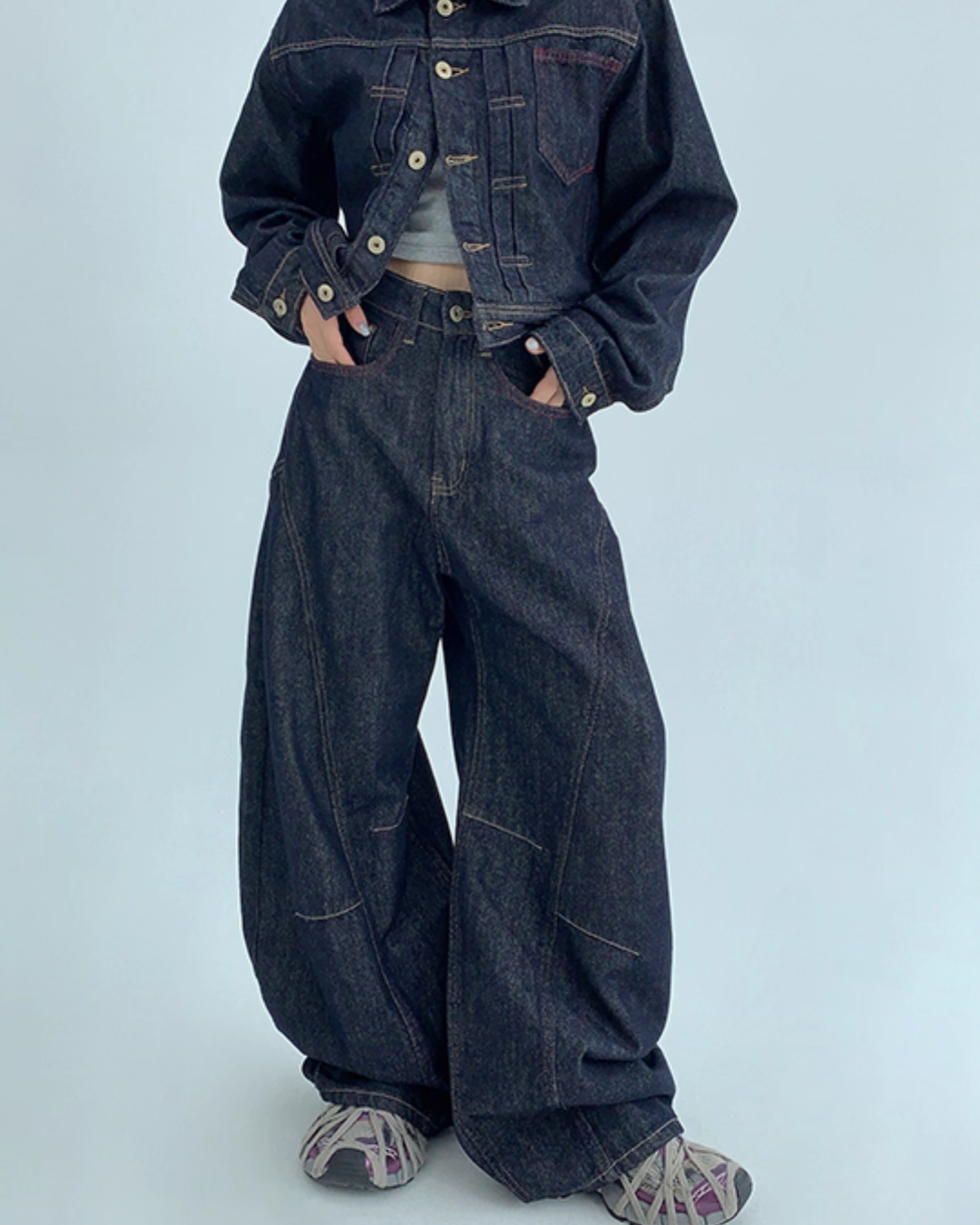 Dark Blue Wide Denim Pants YLS0904