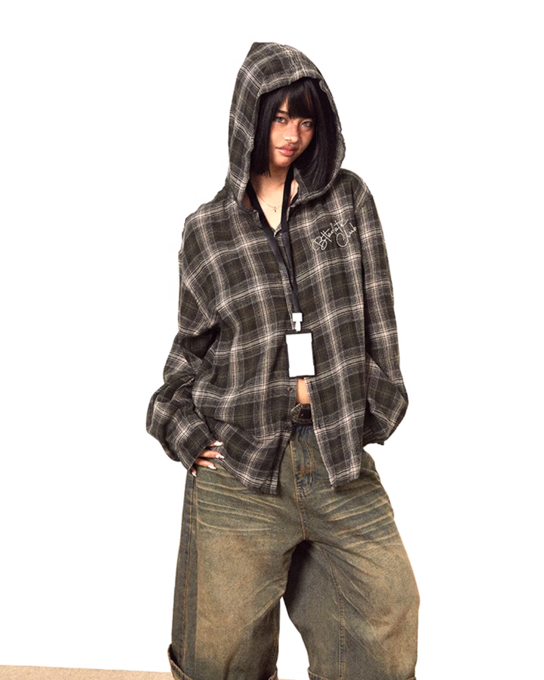 Plaid Hood Shirt Jacket BLB0028
