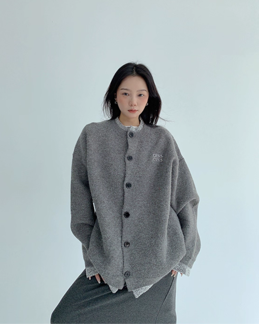 Layered Style Round Neck Knit Cardigan YLS0989