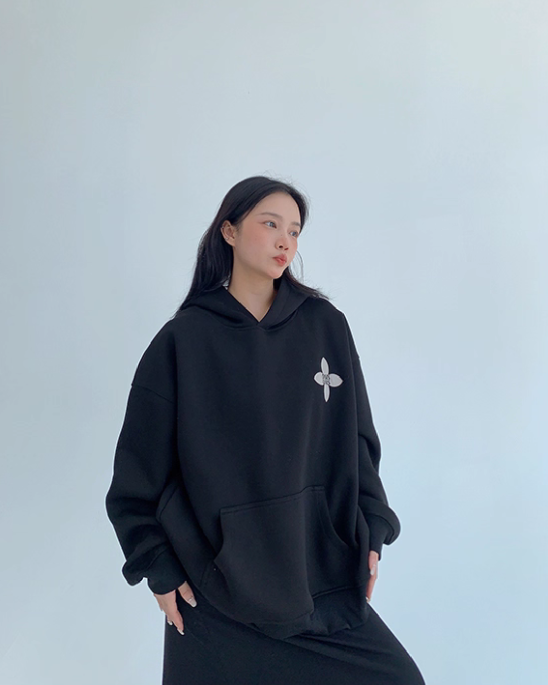 Flower Motif Sweatshirt Hoodie YLS0962