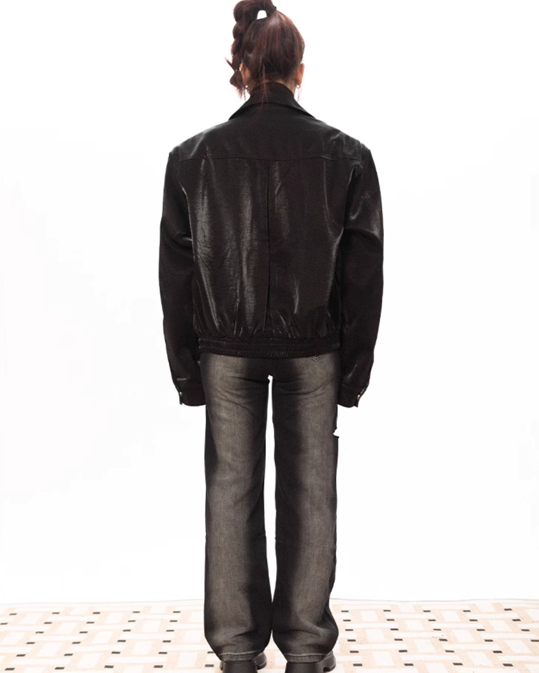 Metal Label Padded Shoulder Jacket BLB0029
