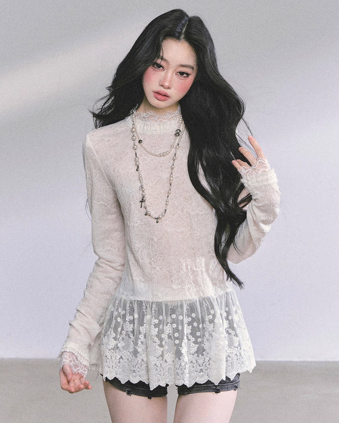 Mock neck Long Sleeve Hollow Top LAS0040
