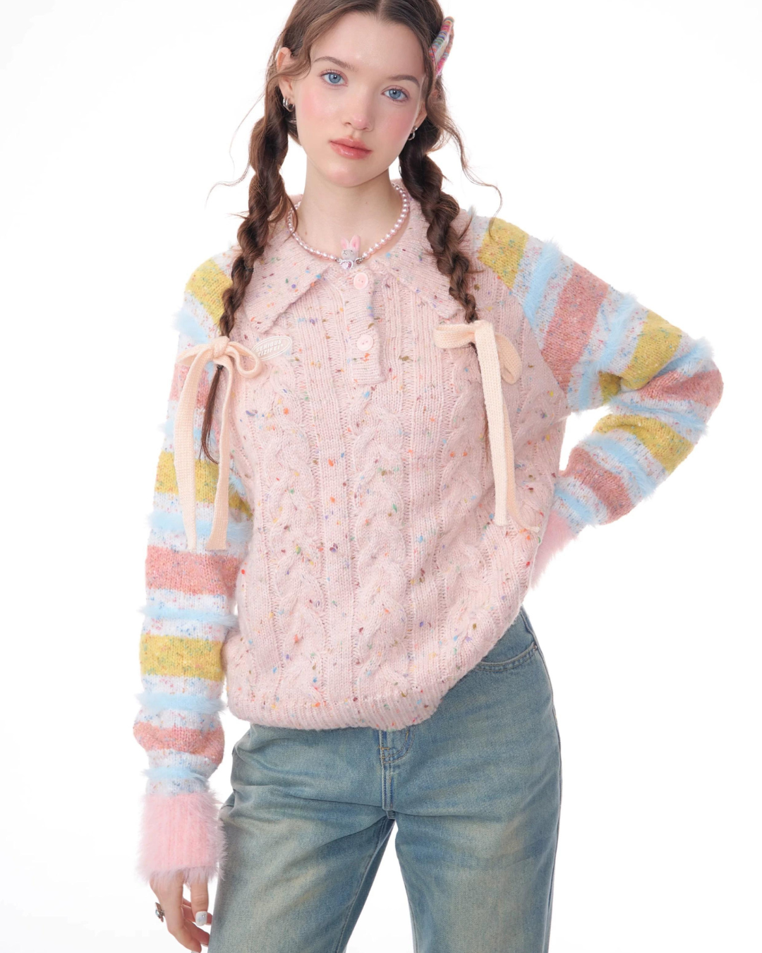 Border Polo Knit Tops ZZF0343